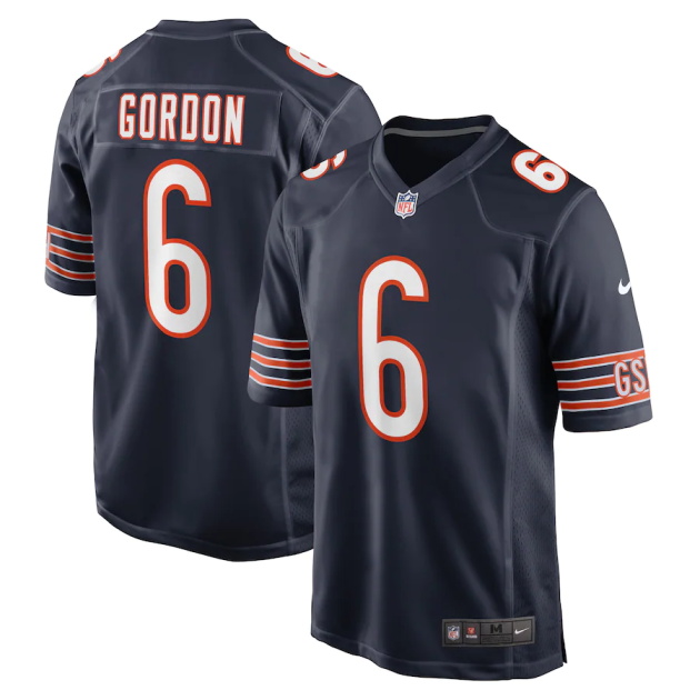 mens nike kyler gordon navy chicago bears game player jersey